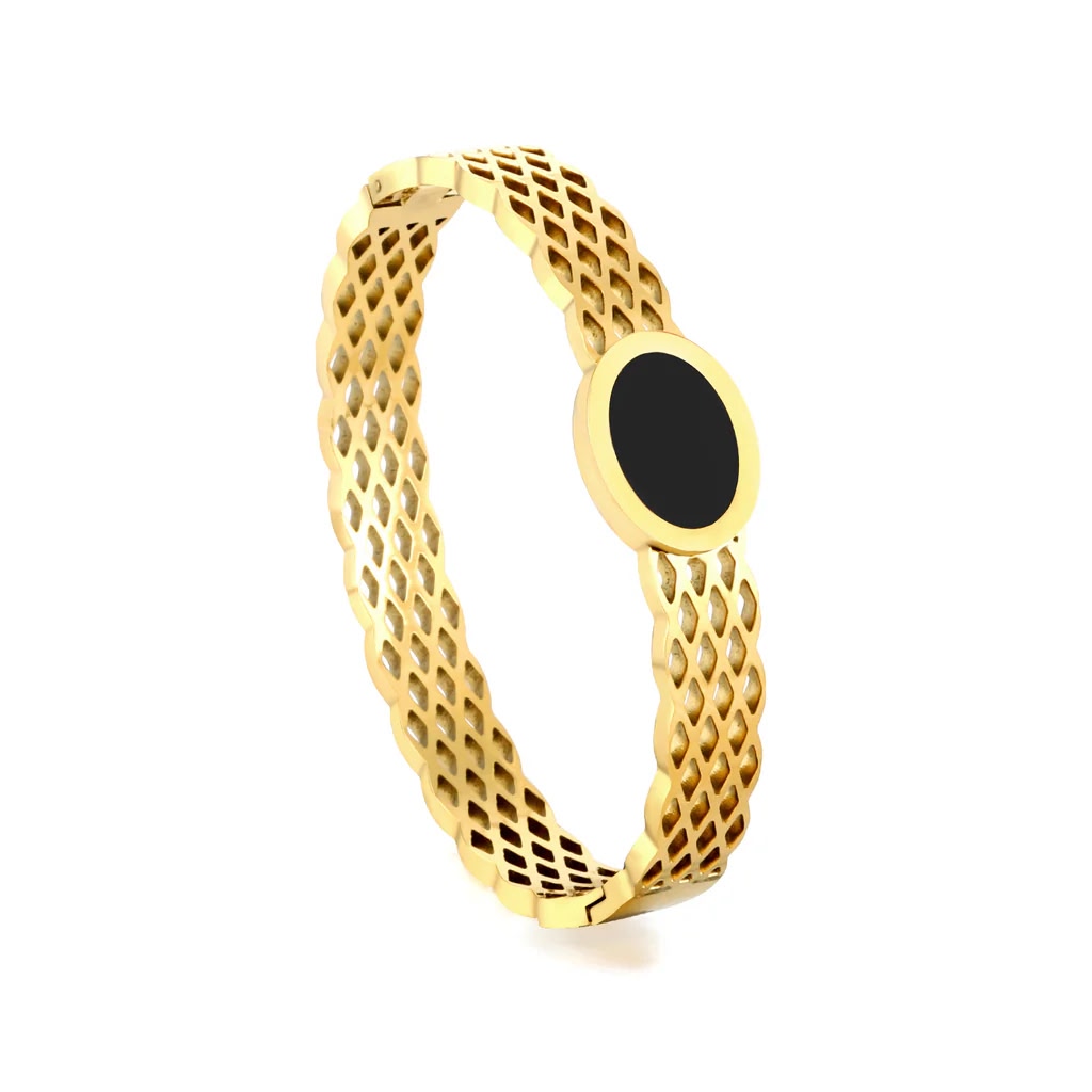 Onyx Lattice Gold Bracelet