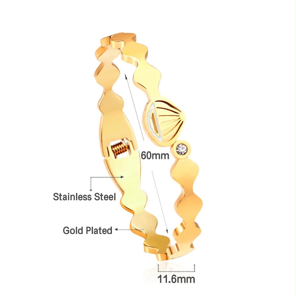 Golden Leaf Wave Bangle