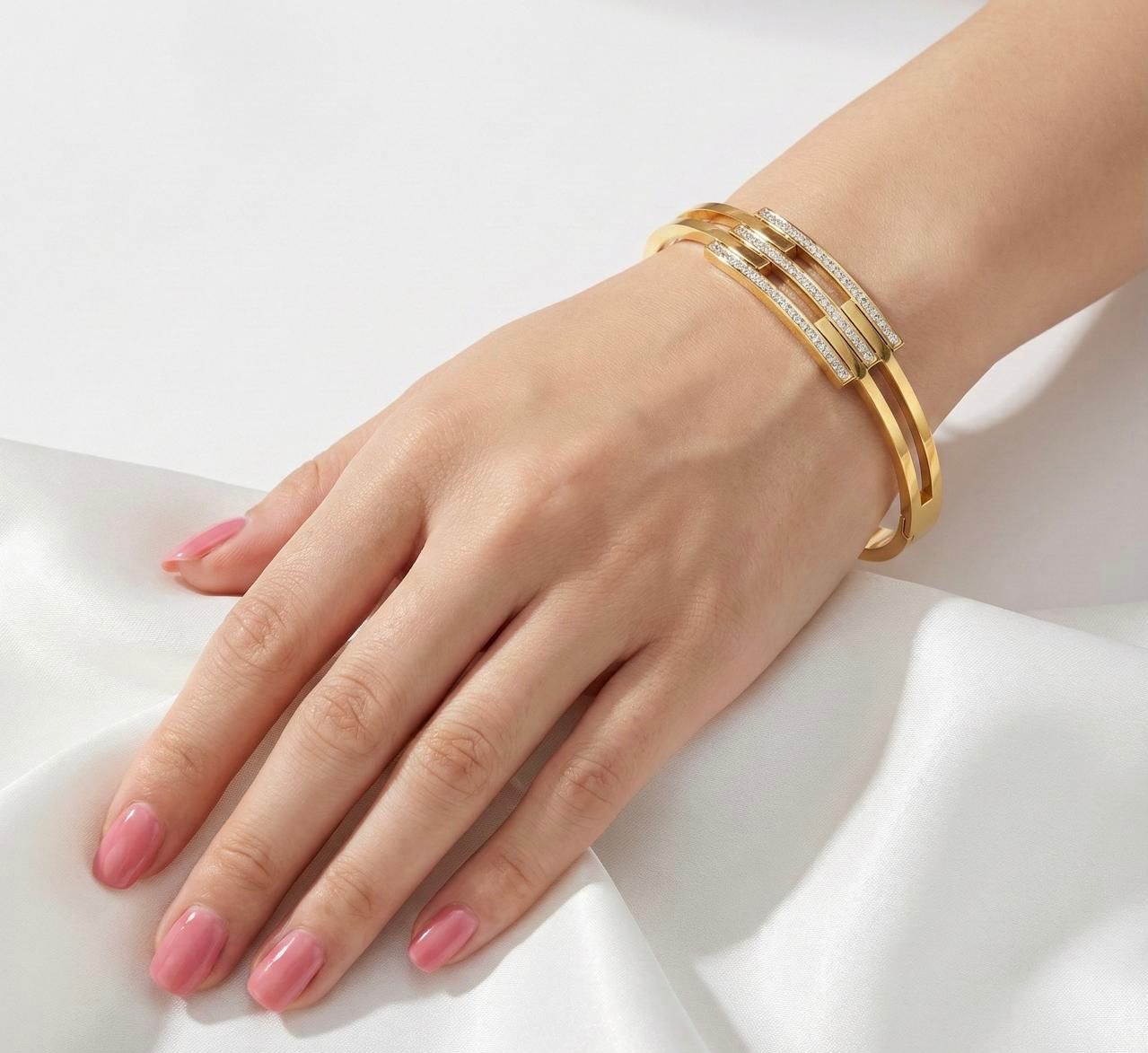 Triple Crystal Bar Cuff