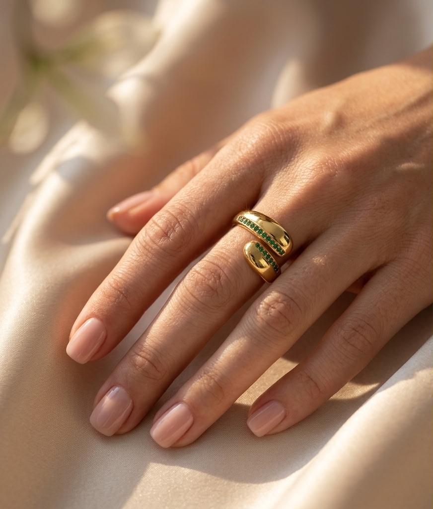 Emerald Wave Ring