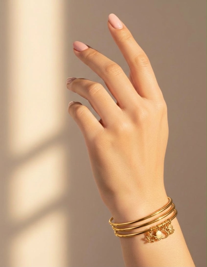 Ocean Charm Triple Bangle Set